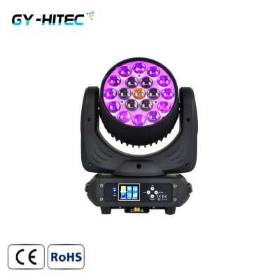 Powerful 19x15W RGBW  led wash zoom led beam moving head light